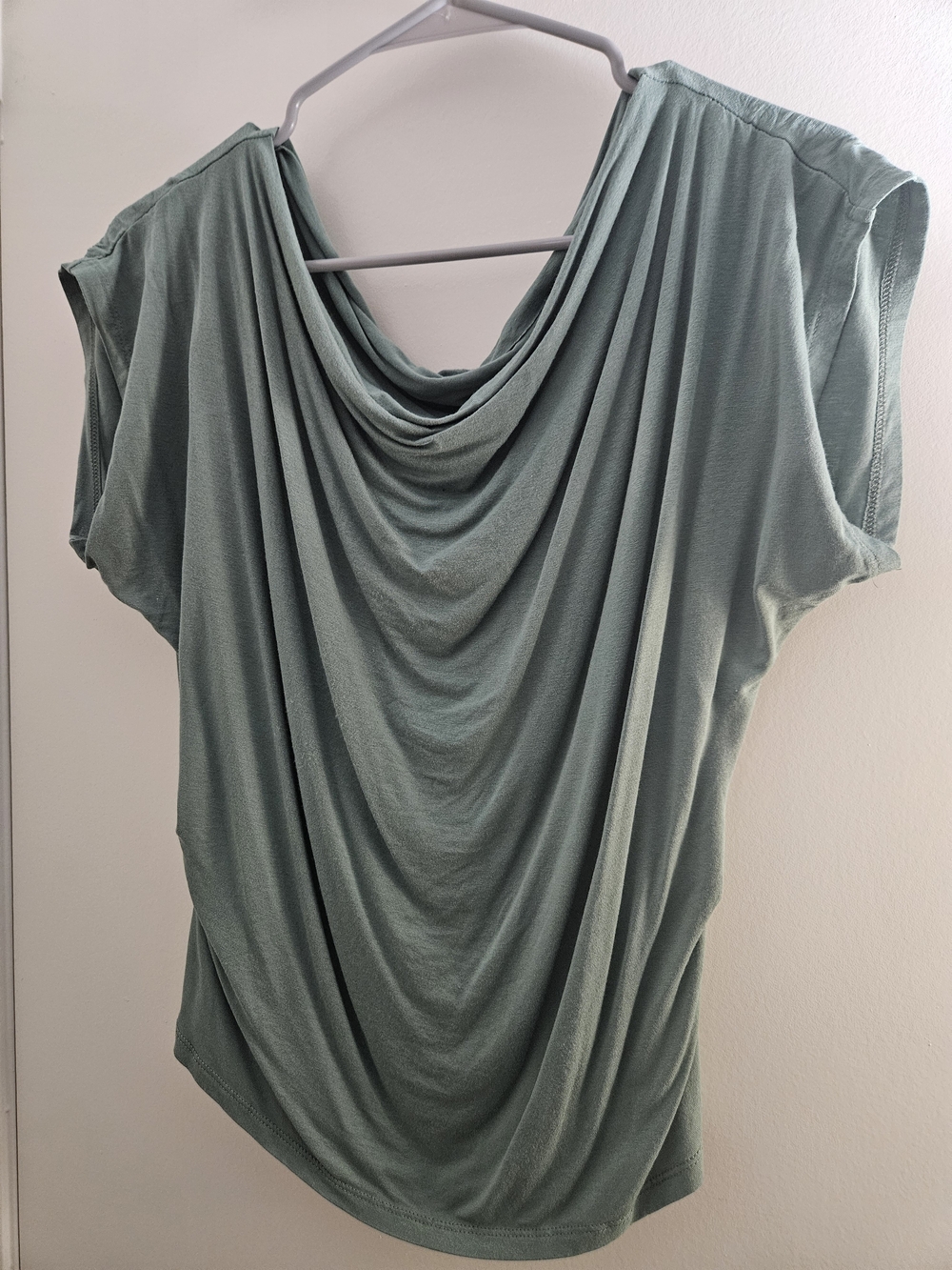 Fashion Nova Draped Cowl Neck Blouse in Sage Green